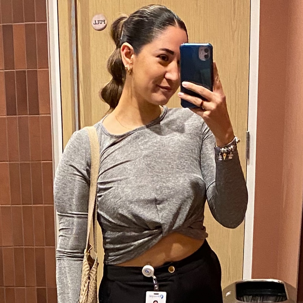 Enough About Me Gray Twist Crop Top